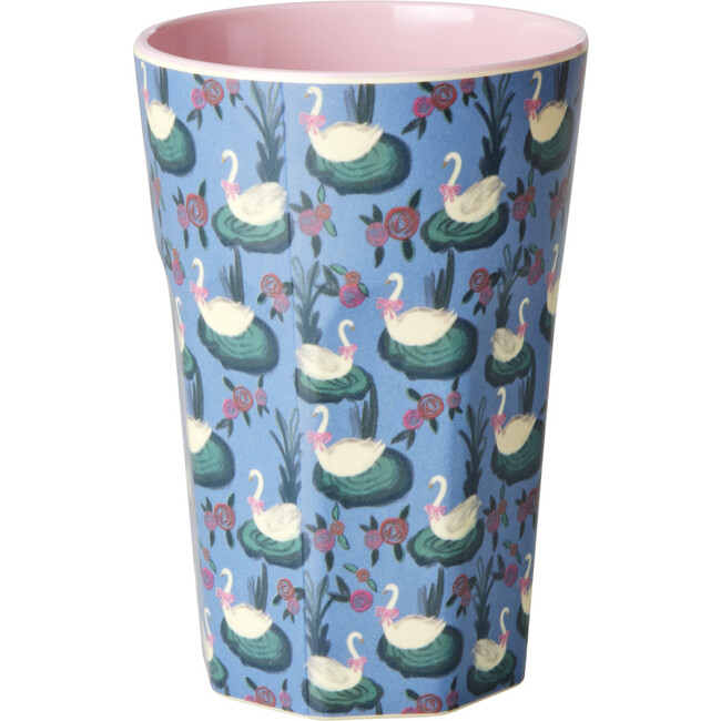 Melamine Swan Lake Print Tall 13.5oz Cup, Blue