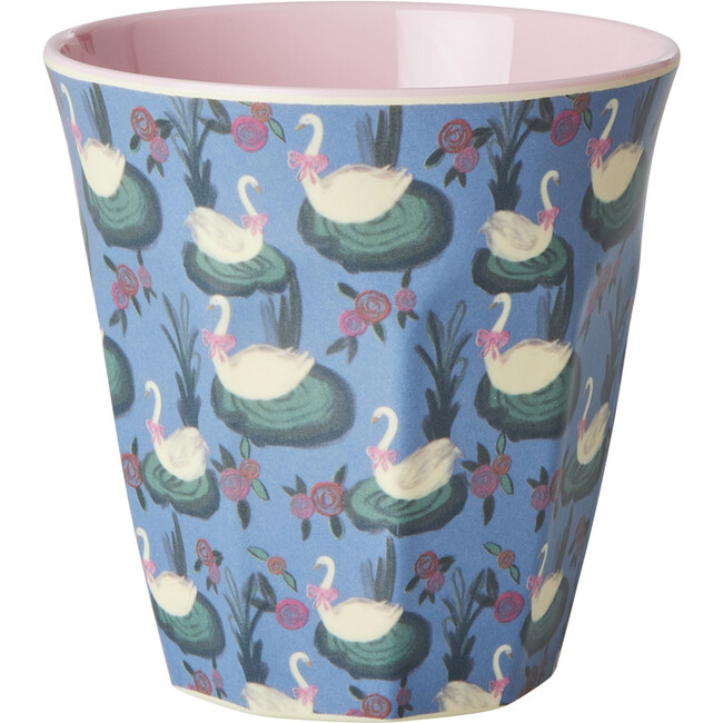 Melamine Swan Lake Print  Medium 8.4oz Cup, Blue