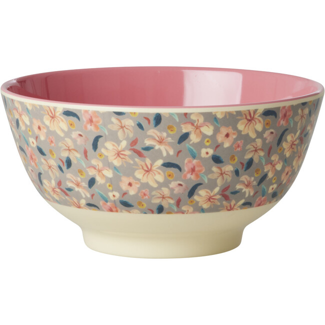 Melamine Small Sandy Flower Print Medium 23.6oz Bowl, Beige