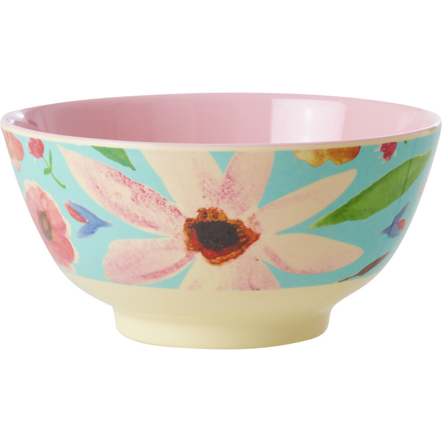 Melamine Selma Flower Print Medium 23.6oz Bowl, Mint - Tableware - 1