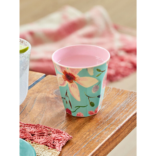 Melamine Selma Flower Print Medium 8.4oz Cup, Mint - Tableware - 3