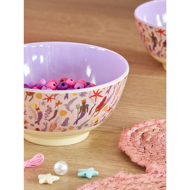 Melamine Mermaid Print Medium 23.6oz Bowl, Lavender - Tableware - 3