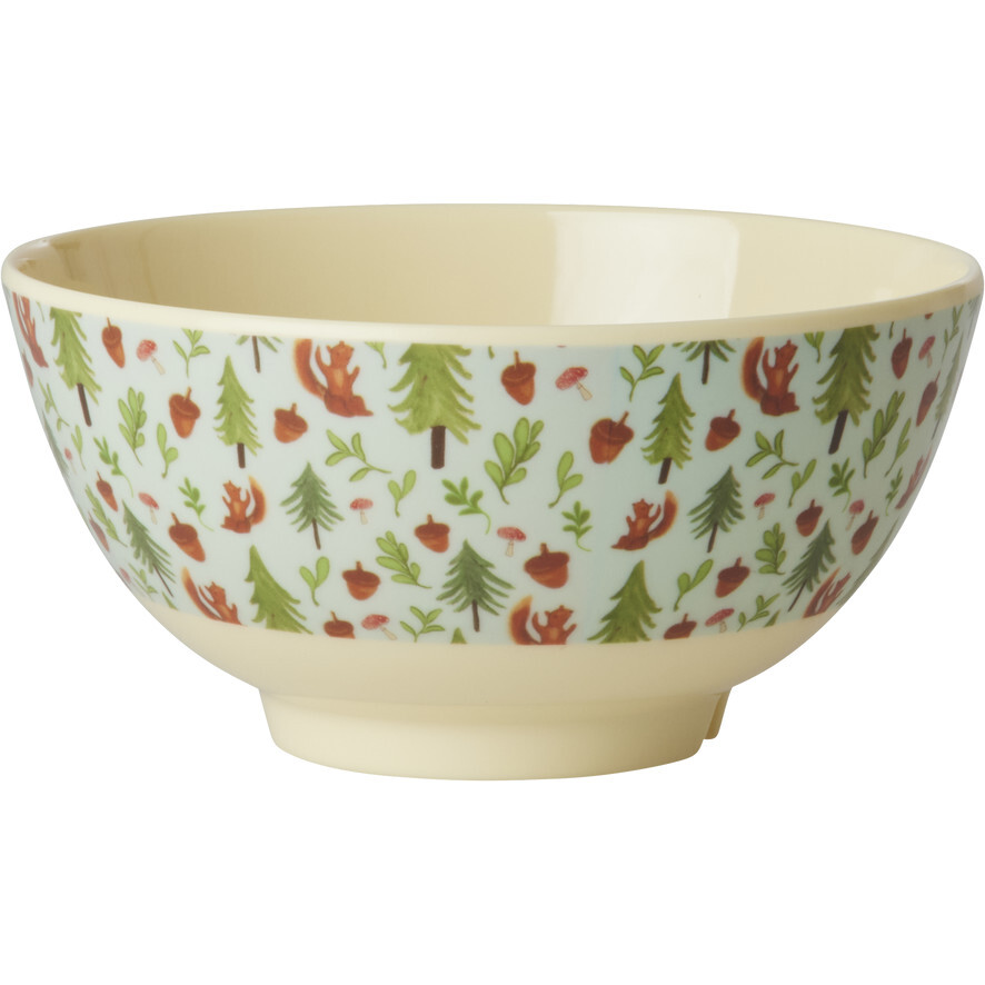 Melamine Happy Forest Print Medium 23.6oz Bowl, Blue - Tableware - 1