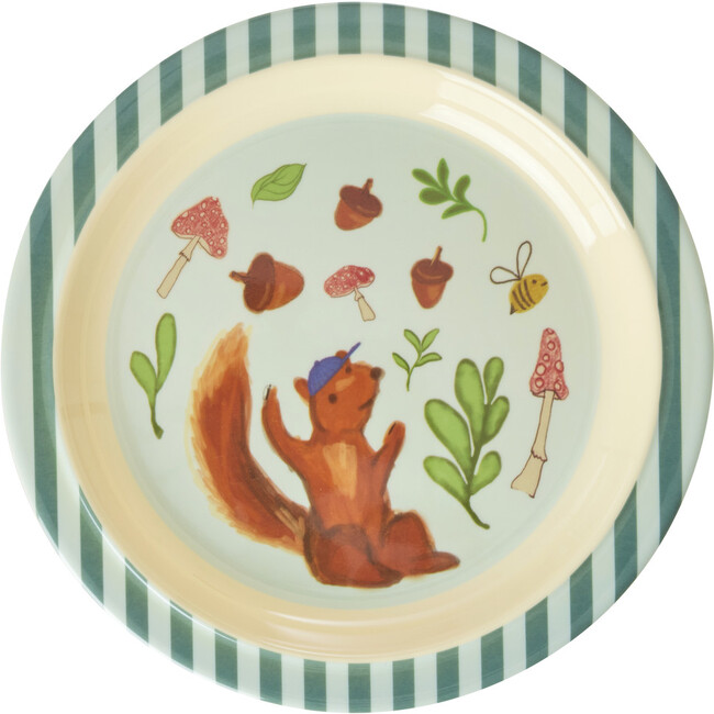 Melamine Happy Forest Print Kids Lunch Plate, Blue