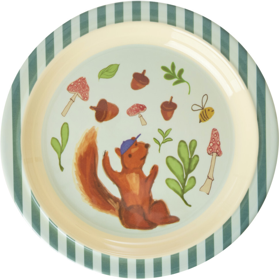 Melamine Happy Forest Print Kids Lunch Plate, Blue - Tableware - 1