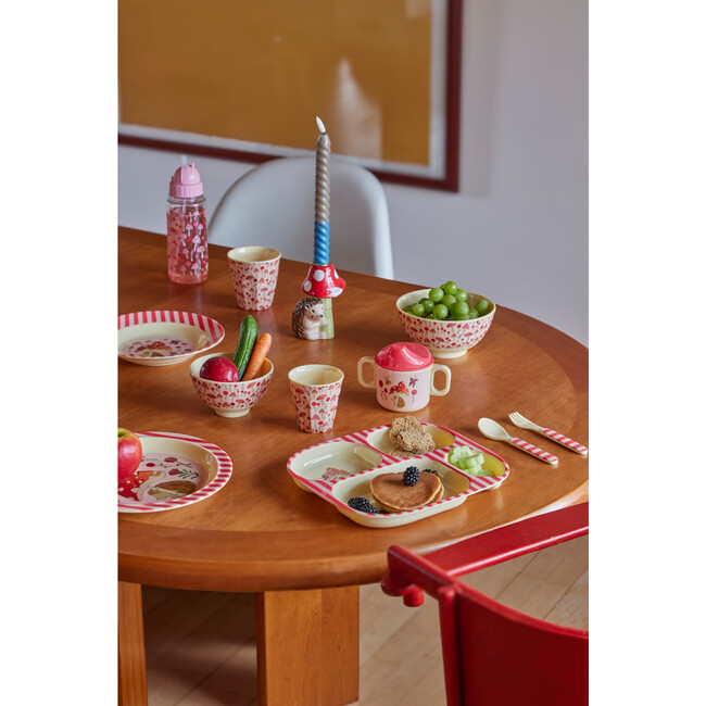 Melamine Happy Forest Print Kids 4-Room Plate, Pink - Tableware - 2