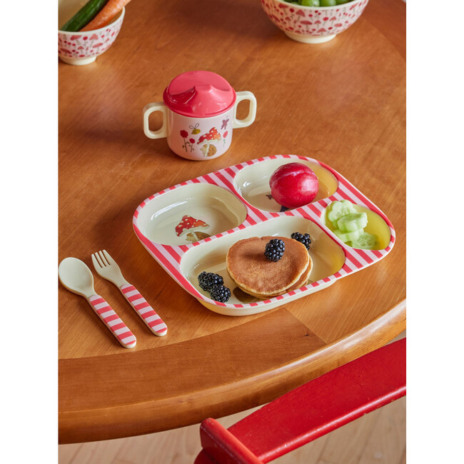 Melamine Happy Forest Print 4-Piece Baby Dinner Set In Gift Box, Pink - Tableware - 3