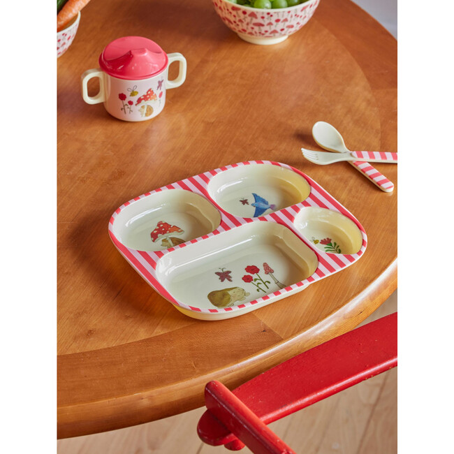 Melamine Happy Forest Print 4-Piece Baby Dinner Set In Gift Box, Pink - Tableware - 4