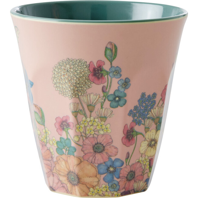 Melamine Flower Collage Print Medium 8.4oz Cup, Soft Pink