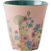 Melamine Flower Collage Print Medium 8.4oz Cup, Soft Pink - Tableware - 1 - thumbnail