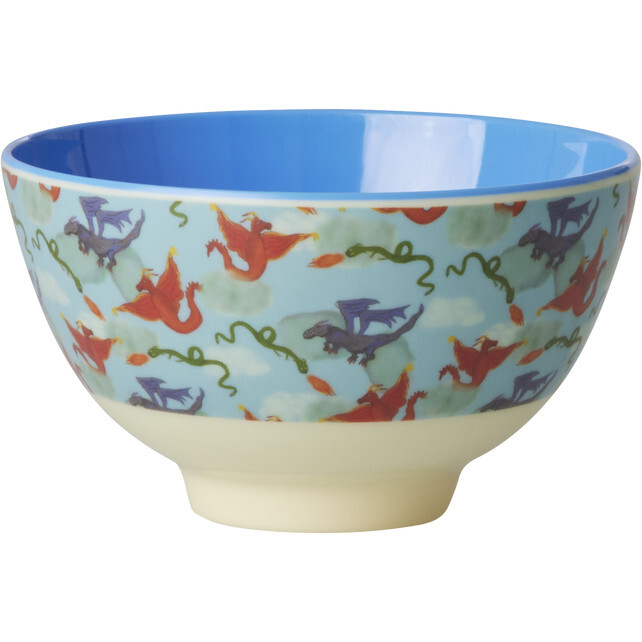 Melamine Dragon Print Small 10.1oz Bowl, Blue - Tableware - 1