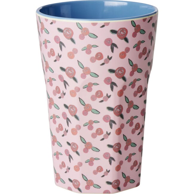 Melamine A Rose is A Rose Print Tall 13.5oz Cup, Pink