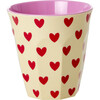 Melamine Darling Hearts Print Medium 8.4oz Cup, Cream - Tableware - 1 - thumbnail