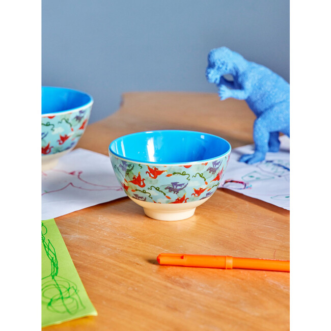 Melamine Dragon Print Small 10.1oz Bowl, Blue - Tableware - 2