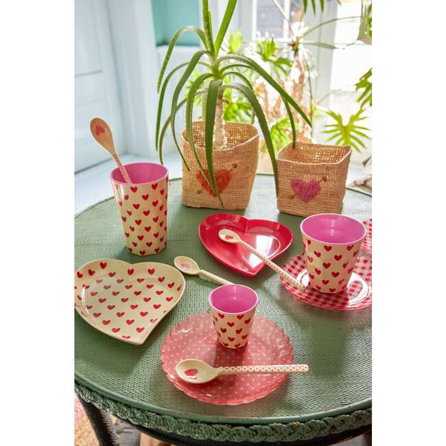 Melamine Darling Hearts Print Medium 8.4oz Cup, Cream - Tableware - 2