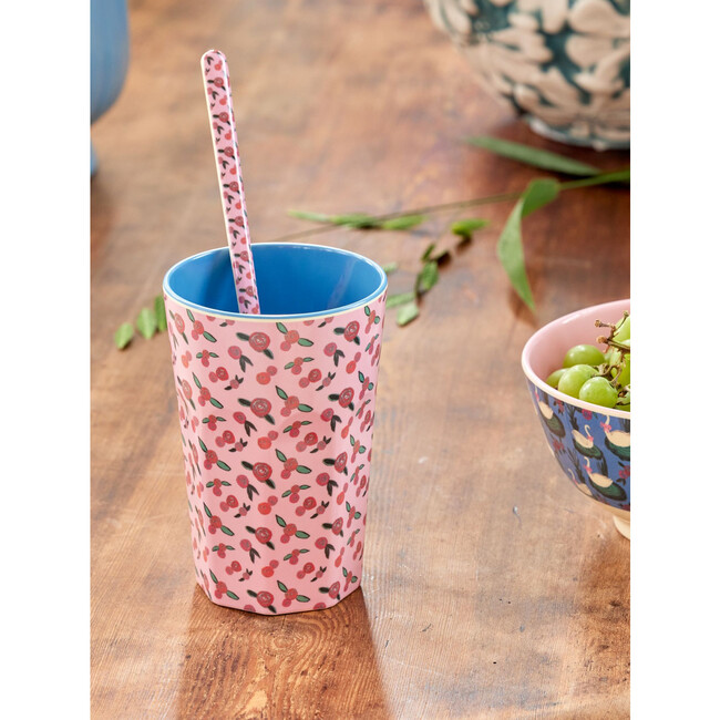 Melamine A Rose is A Rose Print Tall 13.5oz Cup, Pink - Tableware - 3