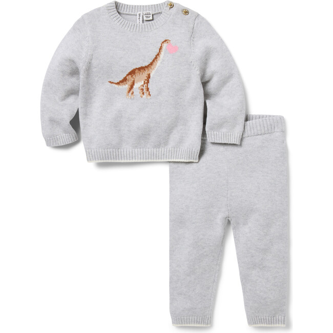 Baby Dinosaur Heart Matching Sweater Set