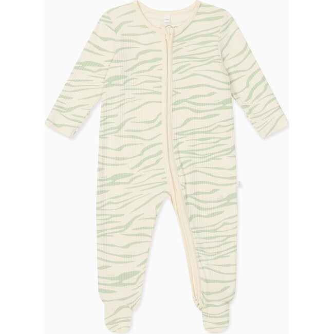 Ribbed Zebra Stripe Two Way Zip Up Sleepsuit