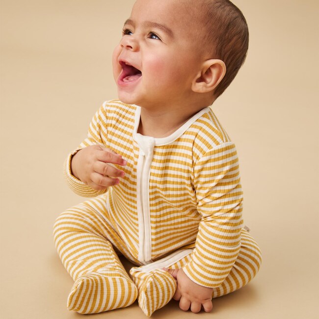 Ribbed Two Way Zip-Up Sleepsuit - Footie Pajamas - 2