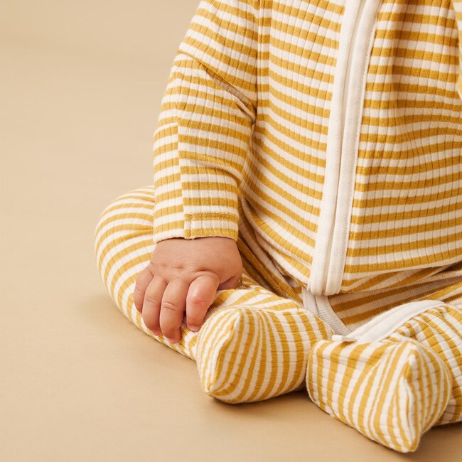 Ribbed Two Way Zip-Up Sleepsuit - Footie Pajamas - 3