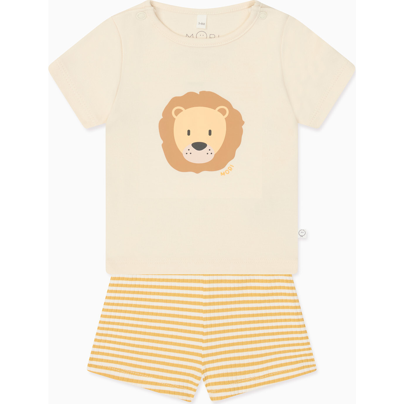 Lion T-Shirt & Stripe Ribbed Shorts - Pajamas - 1