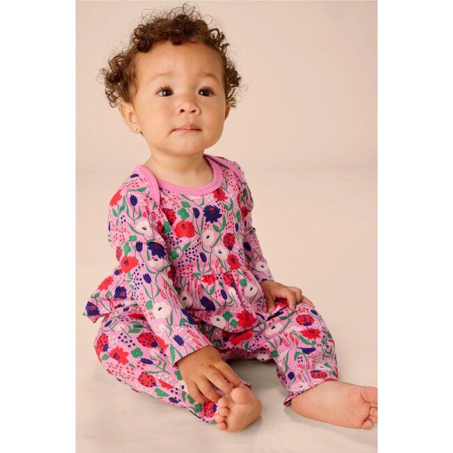 Pretty Peplum Baby Romper, Ladybug Floral - Rompers - 2