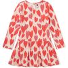 Long Sleeve Pleated Skater Dress, Marbled Hearts - Dresses - 1 - thumbnail