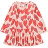 Long Sleeve Pleated Skater Dress, Marbled Hearts - Dresses - 3