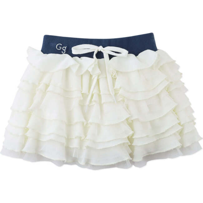 Wilma Tiered Skorts With Ribbed Waistband, Offwhite