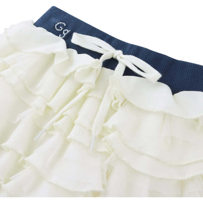 Wilma Tiered Skorts With Ribbed Waistband, Offwhite - Skirts - 3