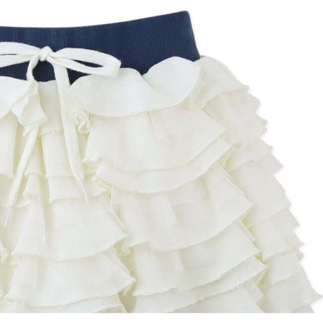 Wilma Tiered Skorts With Ribbed Waistband, Offwhite - Skirts - 4