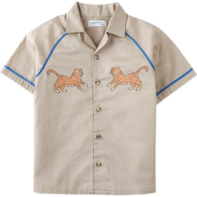 Rex Shirt With Facing Tigers , Beige