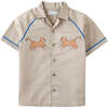 Rex Shirt With Facing Tigers , Beige - Button Downs - 1 - thumbnail