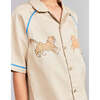 Rex Shirt With Facing Tigers , Beige - Button Downs - 2