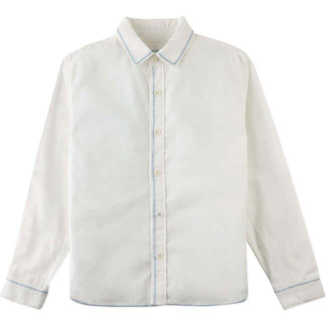 Nolan Long Sleeves Shirt With Contrast Stitch, White