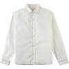 Nolan Long Sleeves Shirt With Contrast Stitch, White - Button Downs - 1 - thumbnail