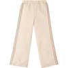 Mira Popper Pants With Side Stripes Strap, Beige - Pants - 1 - thumbnail