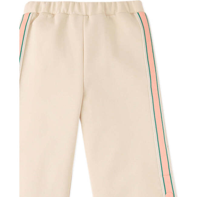 Mira Popper Pants With Side Stripes Strap, Beige - Pants - 4