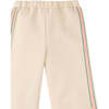 Mira Popper Pants With Side Stripes Strap, Beige - Pants - 4