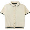 Lyndon Button Down Polo, Offwhite - Polo Shirts - 1 - thumbnail