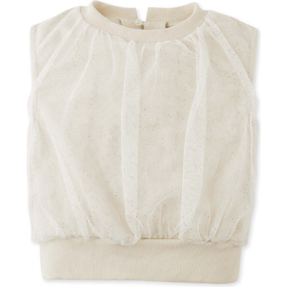 Lucia Terry Top Semolina With Tulle Overlay - Blouses - 1