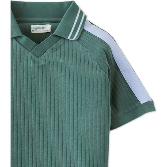 Elijah V-Neck Polo, Green - Polo Shirts - 3