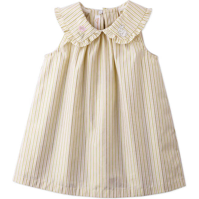 Baby Ludmila Shift Dress Gold With Embro On Collar, Multi