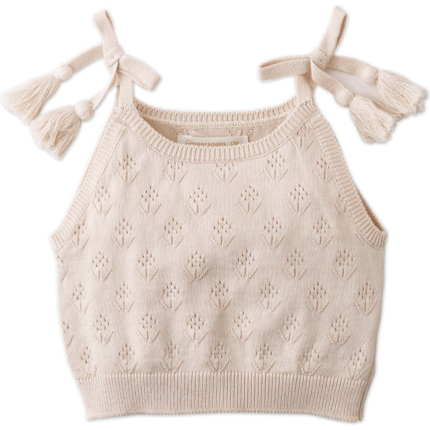 Baby Sabina Blouse With  Shoulder Ties, Beige - Blouses - 1