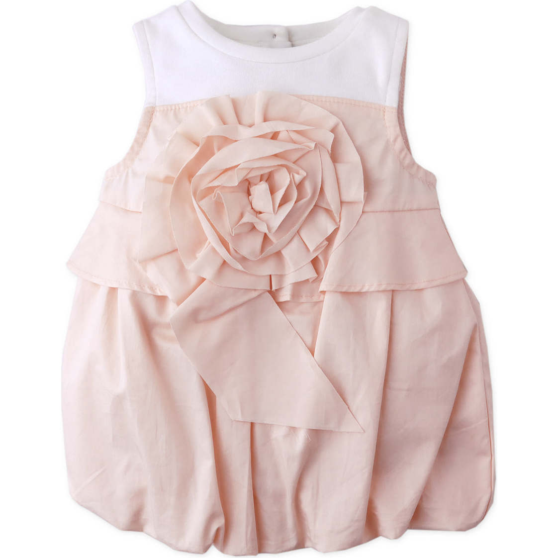 Baby Ethel  Bubble Dress With Flower Applique, Peach - Dresses - 1