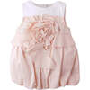 Baby Ethel  Bubble Dress With Flower Applique, Peach - Dresses - 1 - thumbnail