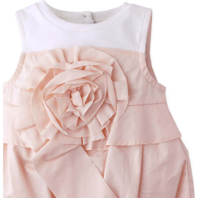 Baby Ethel  Bubble Dress With Flower Applique, Peach - Dresses - 4