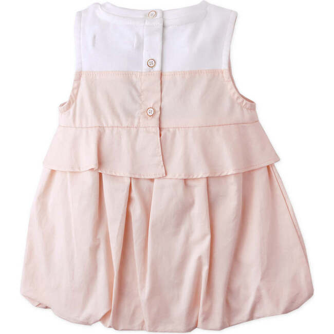 Baby Ethel  Bubble Dress With Flower Applique, Peach - Dresses - 5