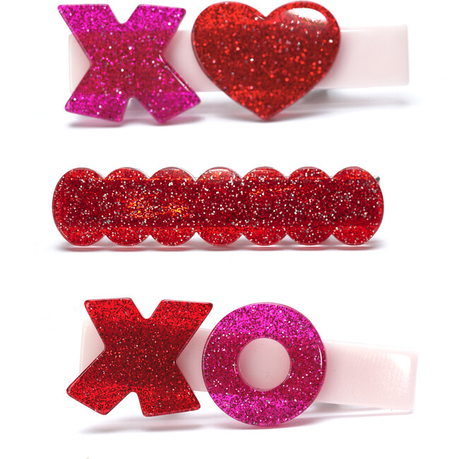 XOXO Glitter Red Hair Clips