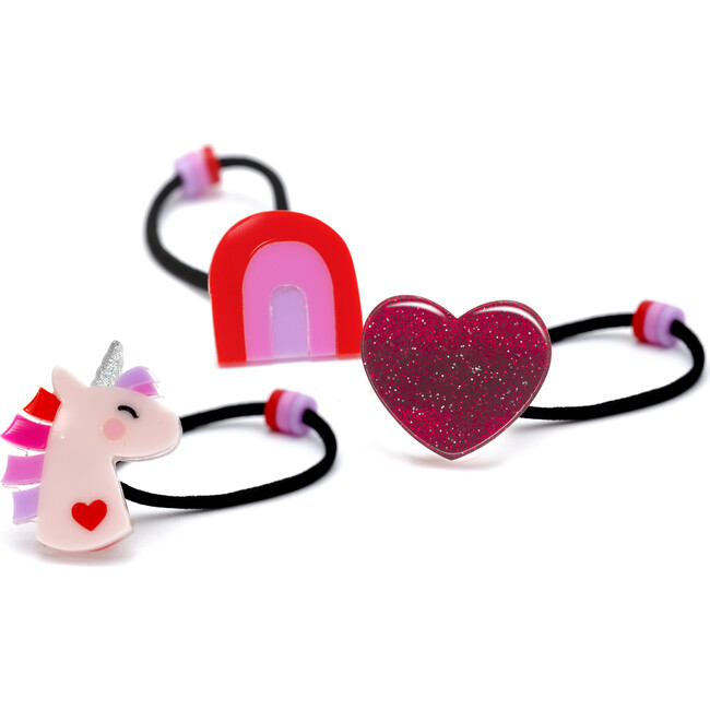 Unicorn Glitter Heart Hair Ties Ponytail